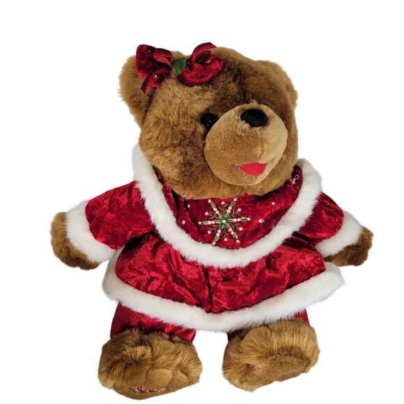 Christmas Bear Plush Set 14" Boy Girl Red Outfit Stuffed Animal Toy Dan Dee 2005 - Picture 10 of 16